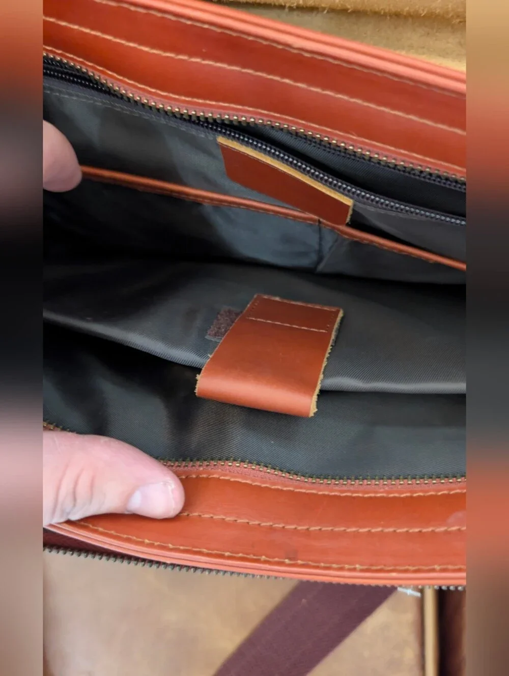 Men's Leather Briefcase Bag in Brown